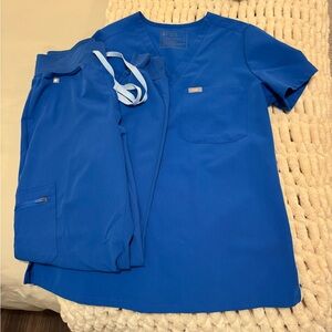 Figs scrubs royal blue jogger set